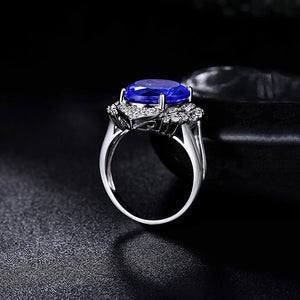 Natural Tanzanite Oval 12x16mm 8.45ct 18Kt White Gold Ring for Women