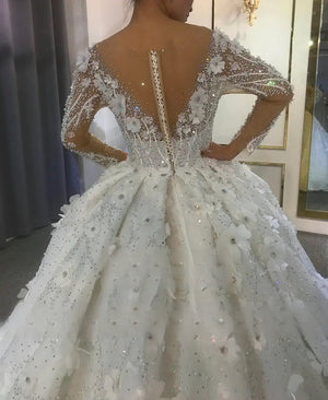 Customized Amazing Beautiful Wedding Dresses Heavy Beading Off White Bridal Dress Real Work