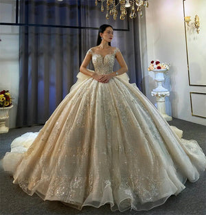 Customized New design ruffles skirt long train wedding dresses bridal dress