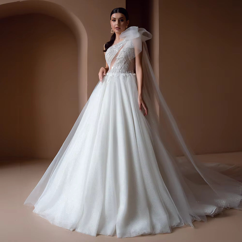 A-Line Wedding Dress with Beading Appliques Off the Shoulder Luxury Vestido De Noiva