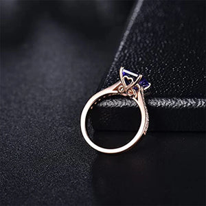 Natural Tanzanite Ring 14Kt Rose Gold Diamond Band for Women