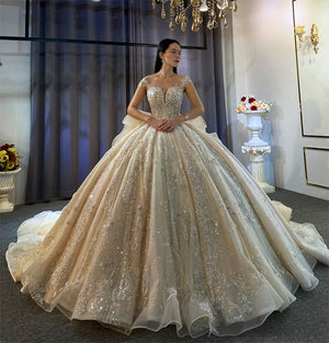 Customized New design ruffles skirt long train wedding dresses bridal dress