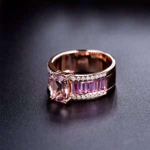 Natural Morganite Pink Sapphire 14Kt Rose Gold Ring for Women