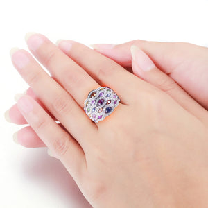 14K White Gold 7.33g Multicolor Sapphire & Diamond Engagement Ring for Women