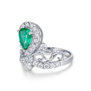 18kt White Gold Emerald Diamond Ring for Women – Engagement, Wedding & Party