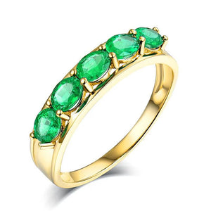 Natural Emerald Ruby Sapphire Rings 14K White Gold Party Jewelry for Women