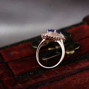 18K Rose Gold Blue Tanzanite & Diamond Ring – Anniversary Jewelry