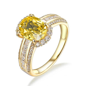 18KT Yellow Gold Wedding Ring with SI Diamonds & Genuine Yellow Sapphire Gemstone