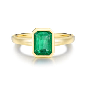 14Kt Yellow Gold Natural Emerald Promise Ring Fine Jewelry for Women Christmas Gift