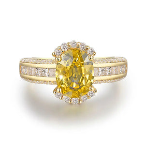 18KT Yellow Gold Wedding Ring with SI Diamonds & Genuine Yellow Sapphire Gemstone