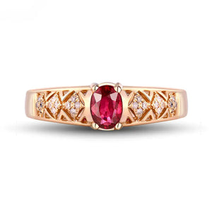 Ruby Oval 4x6mm Gemstone 14K Rose Gold Diamond Wedding Ring for Women