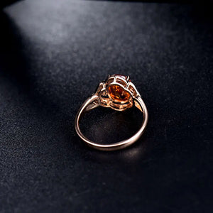 Natural Yellow Sapphire 14Kt Rose Gold Ring with Genuine Diamonds for Women