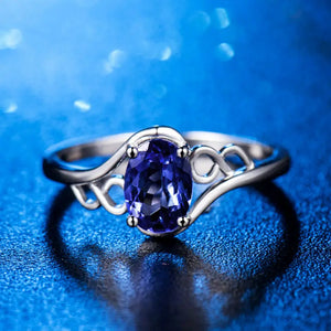 18Kt White Gold Oval Tanzanite Engagement Ring WU283