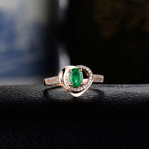 Women's 18Kt Rose Gold Emerald Ring 4x6mm for Engagement & Anniversary