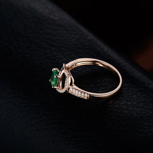 Women's 18Kt Rose Gold Emerald Ring 4x6mm for Engagement & Anniversary