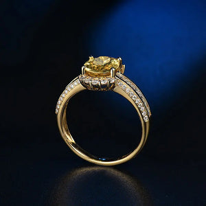 18KT Yellow Gold Wedding Ring with SI Diamonds & Genuine Yellow Sapphire Gemstone