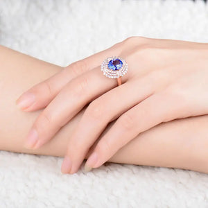 18K Rose Gold Blue Tanzanite & Diamond Ring – Anniversary Jewelry