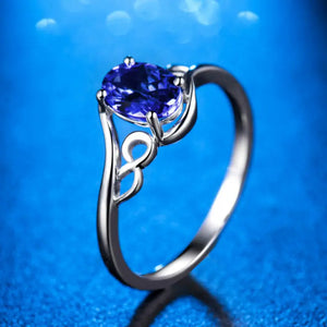 18Kt White Gold Oval Tanzanite Engagement Ring WU283