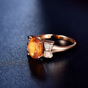 14Kt Rose Gold Yellow Sapphire & Diamond Wedding Ring for Women