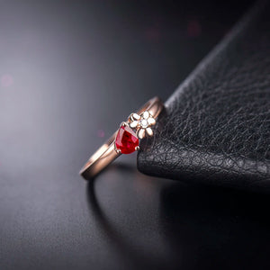 18K Rose Gold Ruby Wedding Ring Classic Diamond Jewelry for Women