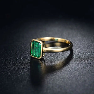 14Kt Yellow Gold Natural Emerald Promise Ring Fine Jewelry for Women Christmas Gift