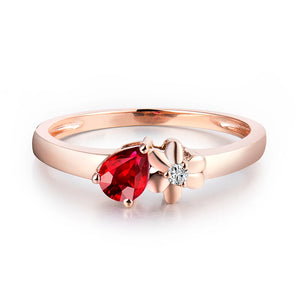 18K Rose Gold Ruby Wedding Ring Classic Diamond Jewelry for Women