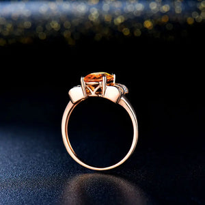 14Kt Rose Gold Yellow Sapphire & Diamond Wedding Ring for Women