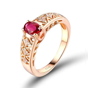 Ruby Oval 4x6mm Gemstone 14K Rose Gold Diamond Wedding Ring for Women