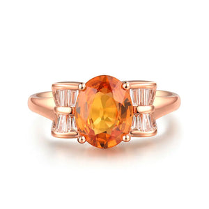 14Kt Rose Gold Yellow Sapphire & Diamond Wedding Ring for Women