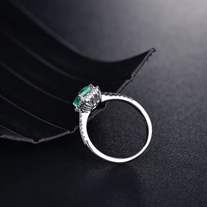 18KT White Gold Emerald & Diamond Engagement Ring for Women