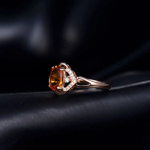 Natural Yellow Sapphire 14Kt Rose Gold Ring with Genuine Diamonds for Women