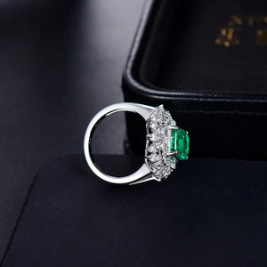 Luxury 18K White Gold Emerald & Diamond Ring for Women