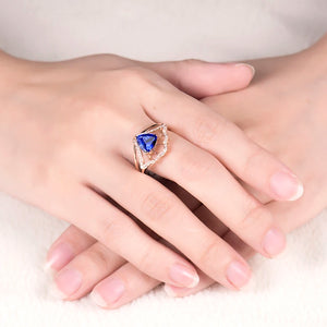 Tanzanite Flower Ring 14KT Rose Gold Diamonds 7x7mm Gemstone Wedding Gift