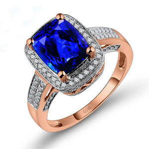 14K Rose Gold Tanzanite & Diamond Ring – 7x9mm Engagement Gift