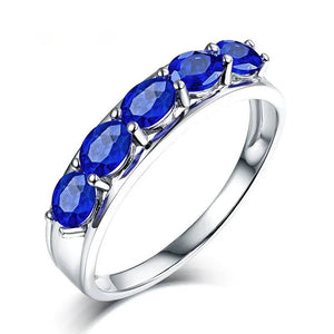 Natural Emerald Ruby Sapphire Rings 14K White Gold Party Jewelry for Women