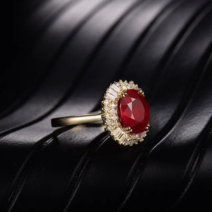 14K Yellow Gold Diamond Ruby Wedding Engagement Ring for Women