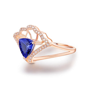 Tanzanite Flower Ring 14KT Rose Gold Diamonds 7x7mm Gemstone Wedding Gift