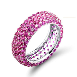 14K White Gold Red Corundum Wedding Ring Luxury Women's Jewelry Gift