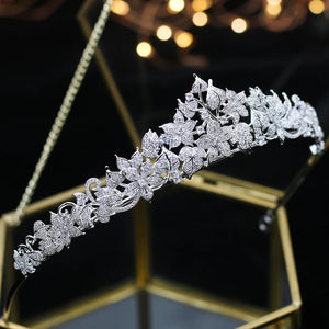 Cubic Zirconia Crown Silver Diadem for Women Wedding Hair Accessories