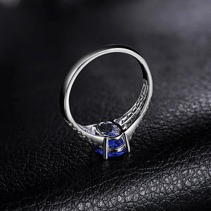 Natural Tanzanite Ring 14Kt White Gold with Diamonds for Women