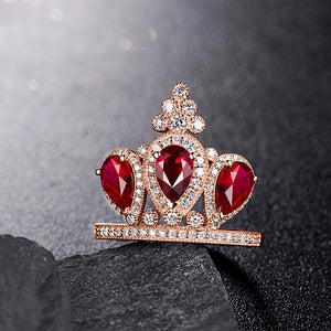 Red Ruby Crown Ring 18Kt Rose Gold Natural Gemstone Jewelry Gift