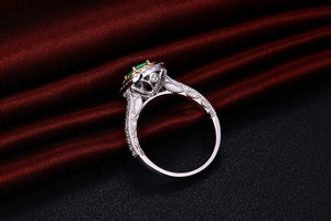 Antique 14ct Multi-Tone Gold 1.08ctw Natural Emerald Diamond Engagement Wedding Ring