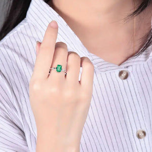 Emerald 14Kt White Gold Baguette Diamond Wedding Ring Fine Jewelry for Women