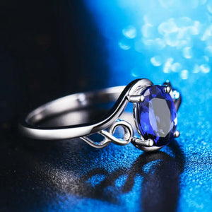 18Kt White Gold Oval Tanzanite Engagement Ring WU283