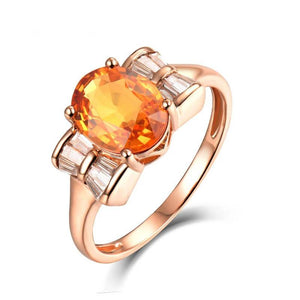 14Kt Rose Gold Yellow Sapphire & Diamond Wedding Ring for Women