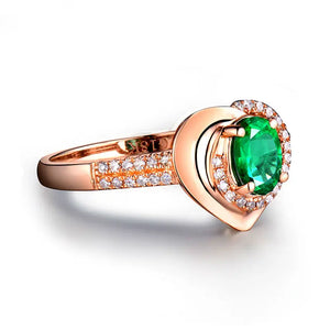 Women's 18Kt Rose Gold Emerald Ring 4x6mm for Engagement & Anniversary