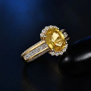 18KT Yellow Gold Wedding Ring with SI Diamonds & Genuine Yellow Sapphire Gemstone