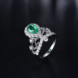 18kt White Gold Emerald Diamond Ring for Women – Engagement, Wedding & Party