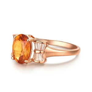 14Kt Rose Gold Yellow Sapphire & Diamond Wedding Ring for Women