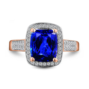 14K Rose Gold Tanzanite & Diamond Ring – 7x9mm Engagement Gift